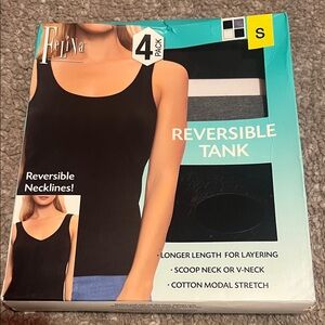 Felina Women's Reversible Tank Top Pack - Black, Gray, White